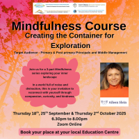 Mindfulness Course Creating the Container for Exploration - 3 part series (Facilitator Aileen Slein) - 25LCAU03