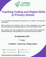 Teaching Coding and Digital Skills in Primary School - 25LCAU31 (Facilitator Ciarán Fay)